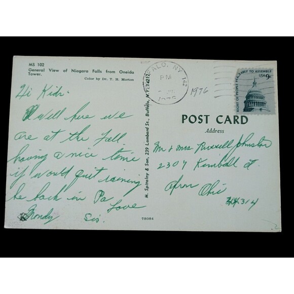 General View Niagara Falls Oneida Tower Hi Kids 1976 Ohio 9c Stamp Postcard - Picture 5 of 9